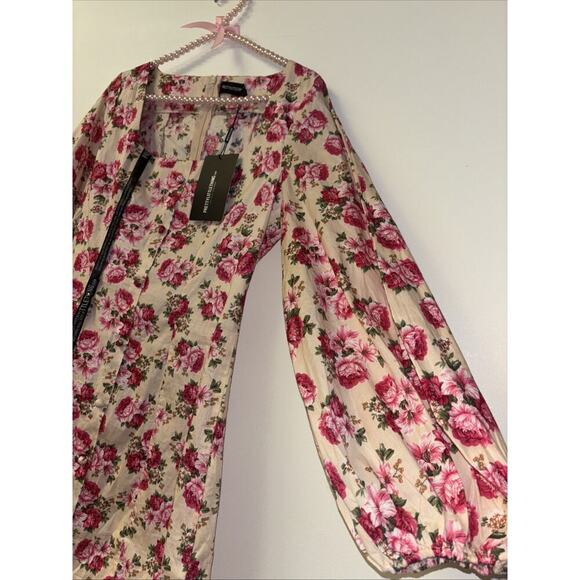 NWT Pretty Little Thing Sz 8 Med Mini Dress, Floral Cotton Cottage Peasant Prep - Picture 5 of 10